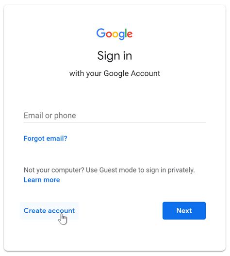register new email account.
